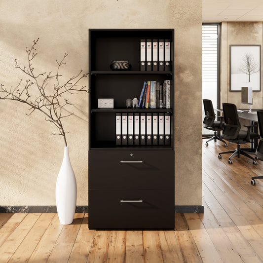 PRO Topping register cabinet | 5 Oh, 800 x 1880 mm, glued corpus, with shelf, black