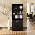 PRO Filing cabinet | 5 OH, 800 x 1880 mm, glued carcass, with shelf, Black - 13 Thumbnail Image