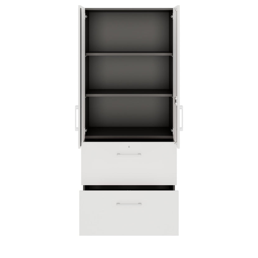 PRO Topping register cabinet | 5 Oh, 800 x 1880 mm, glued corpus, with door, graphite / white