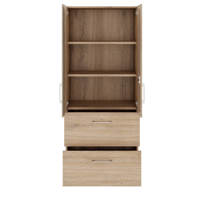 PRO Topping register cabinet | 5 Oh, 800 x 1880 mm, glued corpus, with door, natural oak