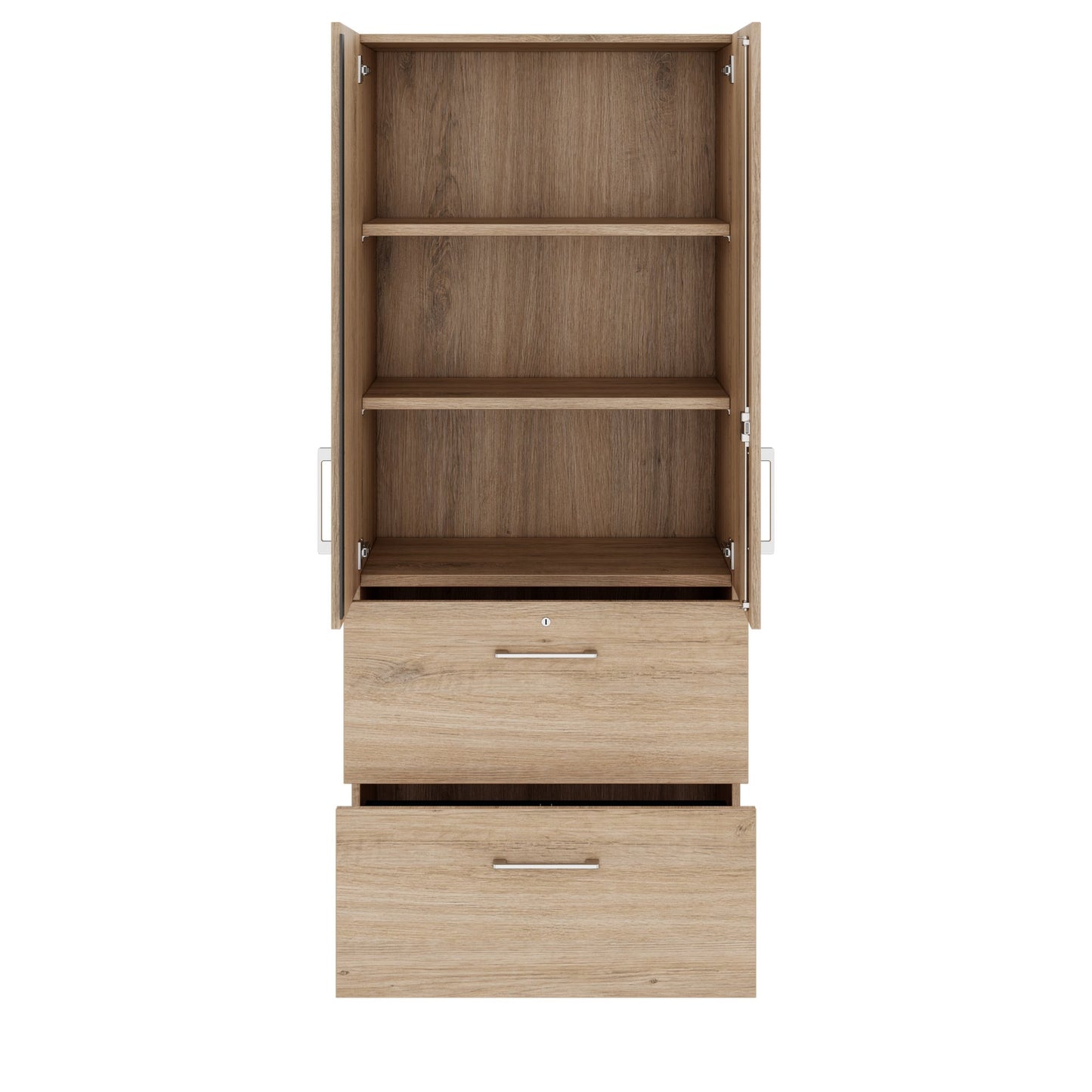 PRO Topping register cabinet | 5 Oh, 800 x 1880 mm, glued corpus, with door, natural oak