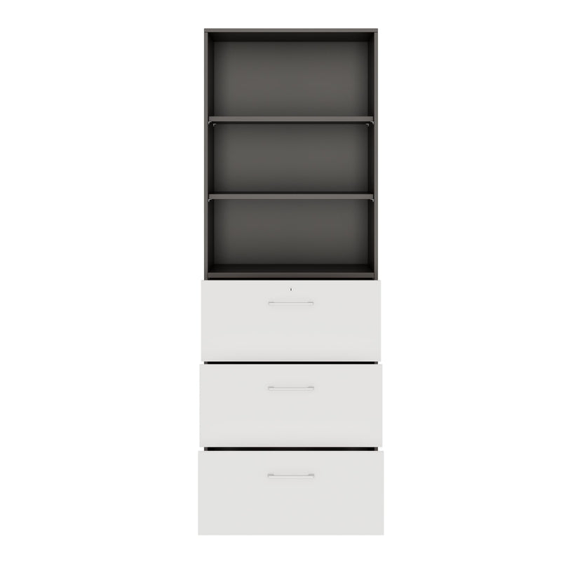 PRO Hängeregisterschrank | 6 OH, 800 x 2250 mm, verleimter Korpus, mit Regal, Graphit / Weiß