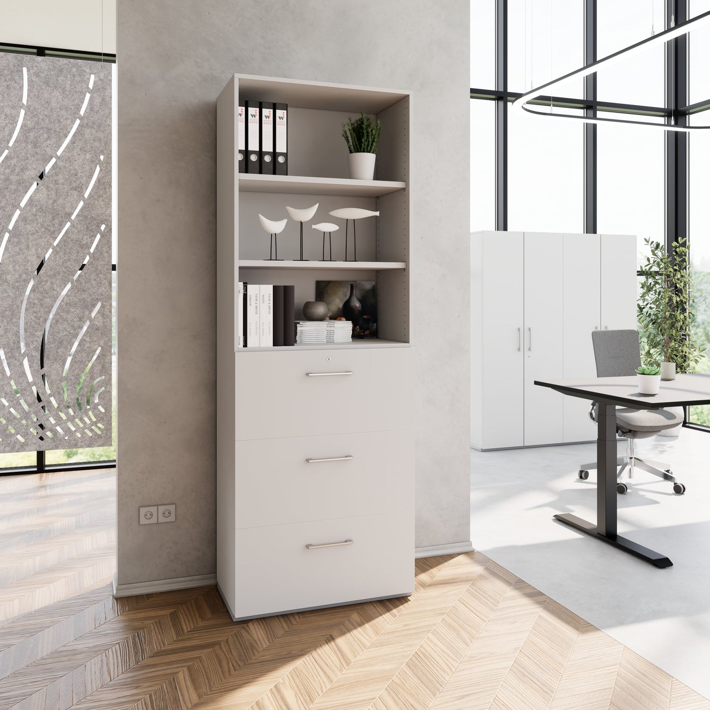 PRO Topping Register Gabinet | 6 OH, 800 x 2250 mm, corpus incollato, con scaffale, grigio