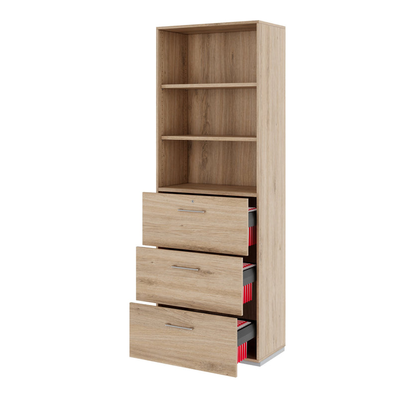 PRO Topping register cabinet | 6 Oh, 800 x 2250 mm, glued corpus, with shelf, natural area