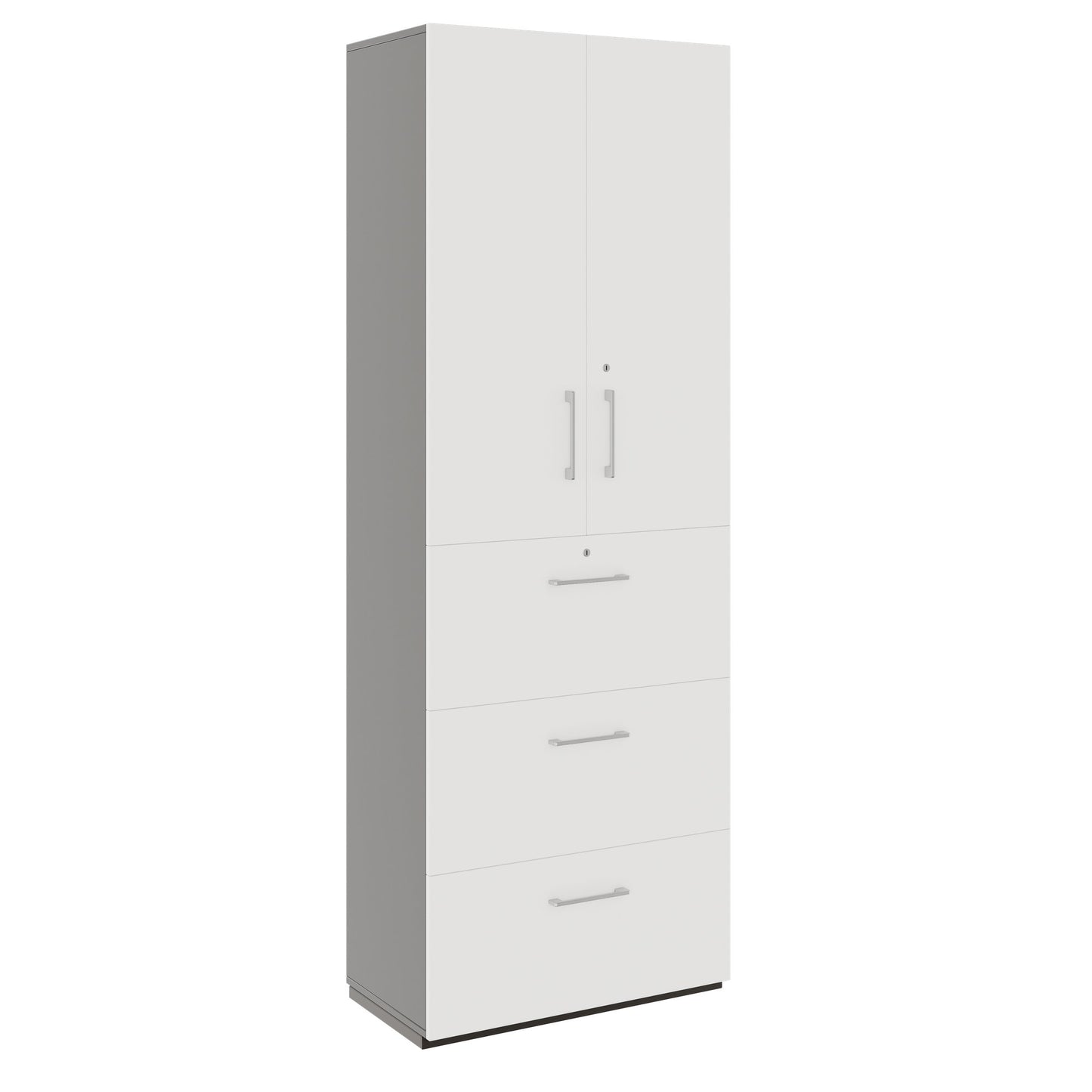 PRO Hängeregisterschrank | 6 OH, 800 x 2250 mm, verleimter Korpus, mit Tür, Graphit / Weiss