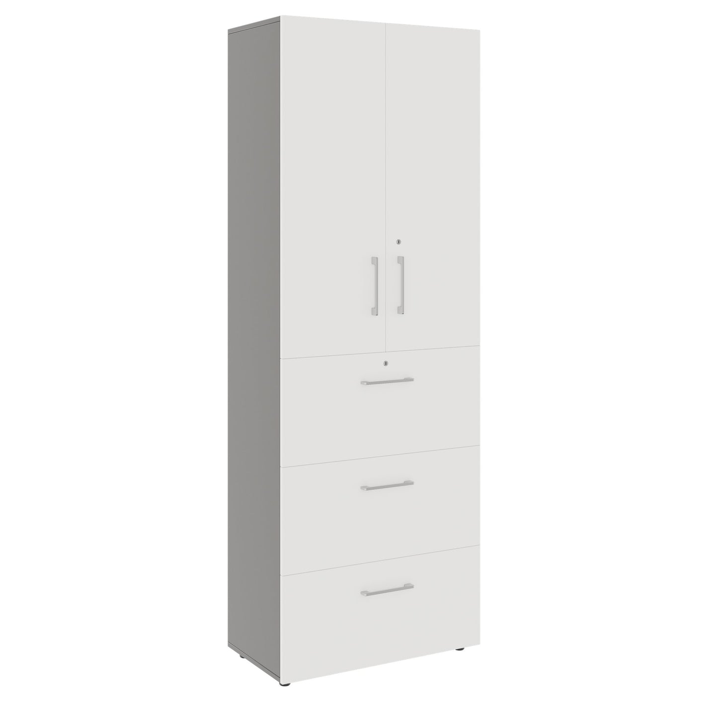 PRO Hängeregisterschrank | 6 OH, 800 x 2250 mm, verleimter Korpus, mit Tür, Graphit / Weiss