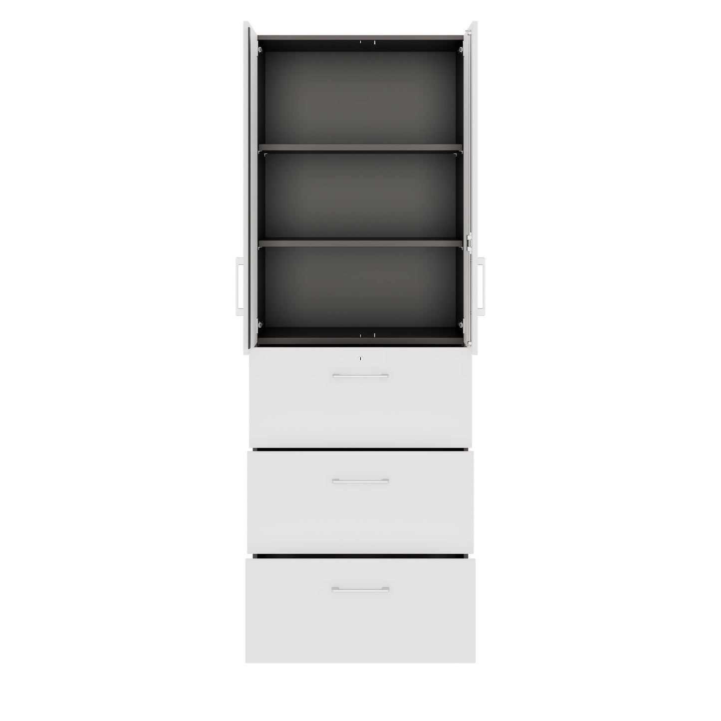 PRO Hängeregisterschrank | 6 OH, 800 x 2250 mm, verleimter Korpus, mit Tür, Graphit / Weiss