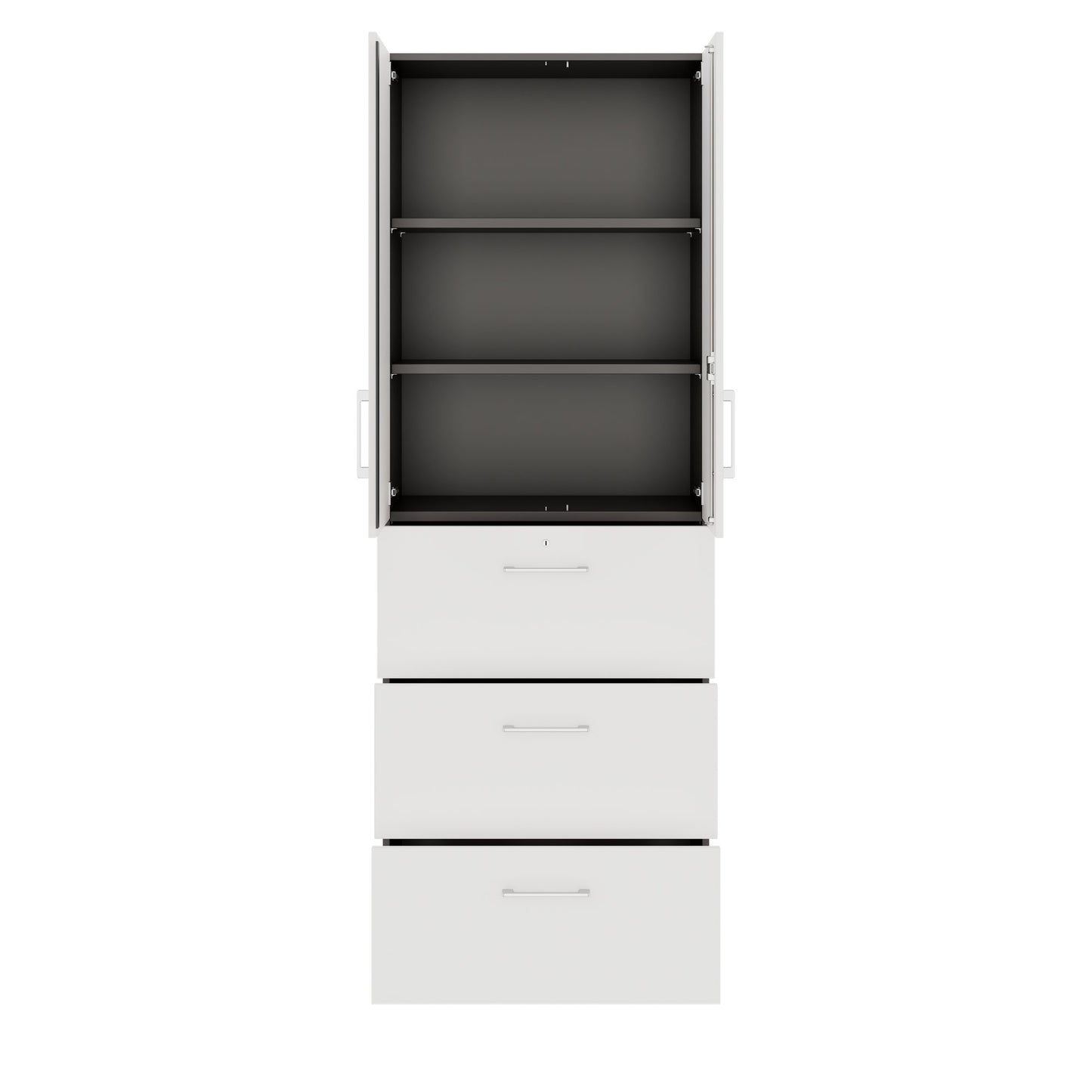 PRO Hängeregisterschrank | 6 OH, 800 x 2250 mm, verleimter Korpus, mit Tür, Graphit / Weiss