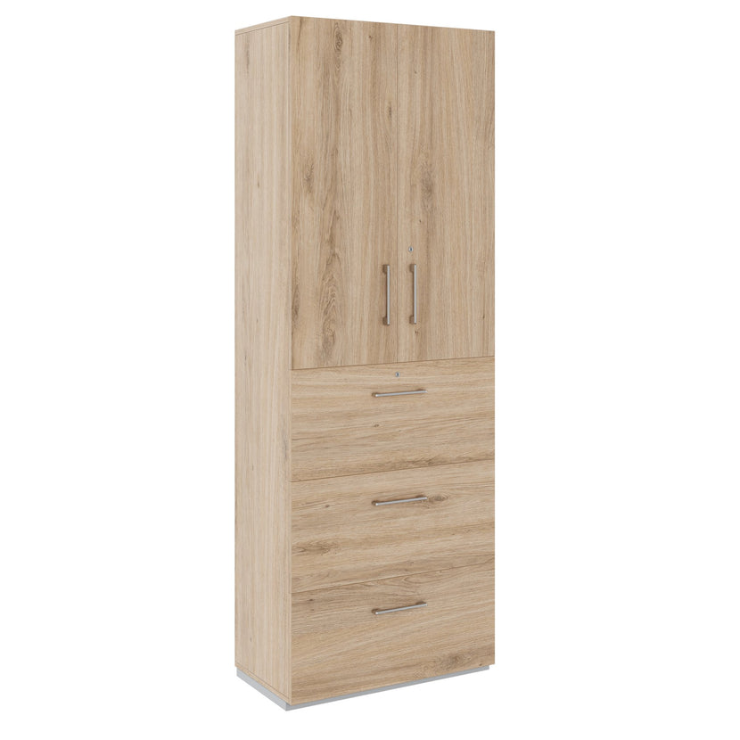 PRO Topping register cabinet | 6 Oh, 800 x 2250 mm, glued corpus, with door, natural oak