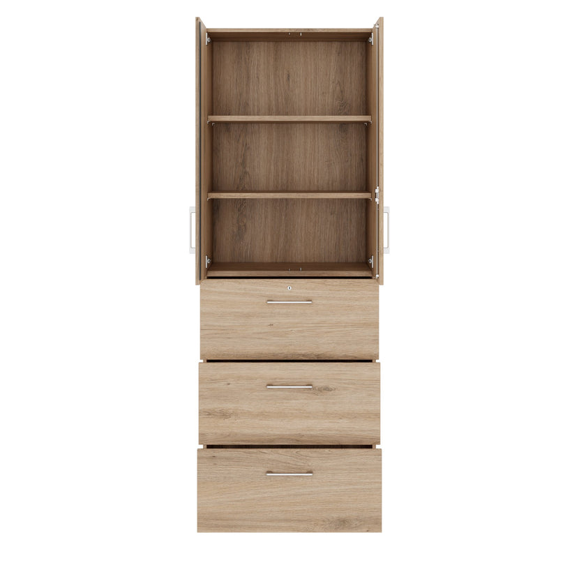 PRO Topping register cabinet | 6 Oh, 800 x 2250 mm, glued corpus, with door, natural oak