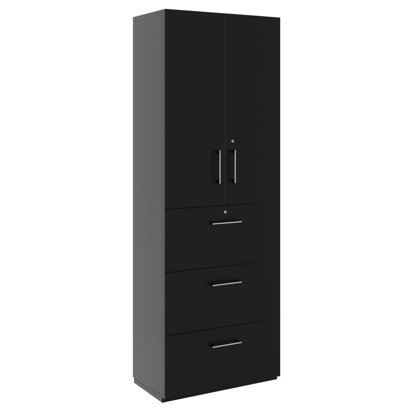 PRO Topping register cabinet | 6 Oh, 800 x 2250 mm, glued corpus, with door, black