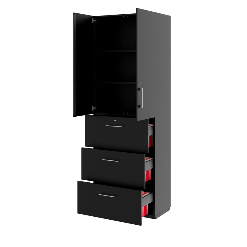 PRO Topping register cabinet | 6 Oh, 800 x 2250 mm, glued corpus, with door, black