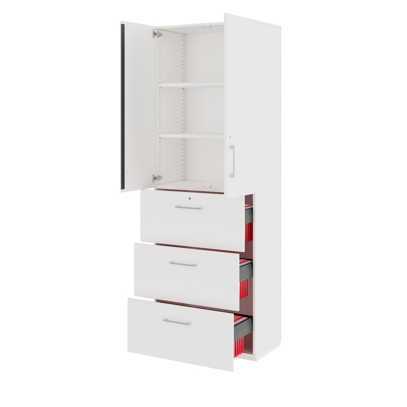 PRO Topping register cabinet | 6 Oh, 800 x 2250 mm, glued corpus, with door, white