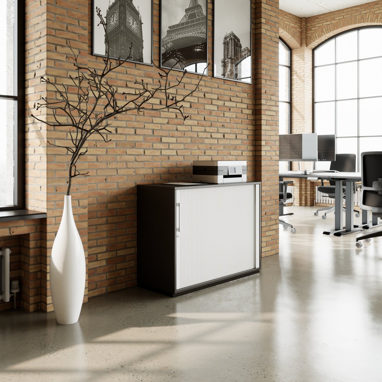 PRO Cabinetto del negozio querroll | 2 OH, 800 - 1600 x 770 mm, corpus incollato, grafite