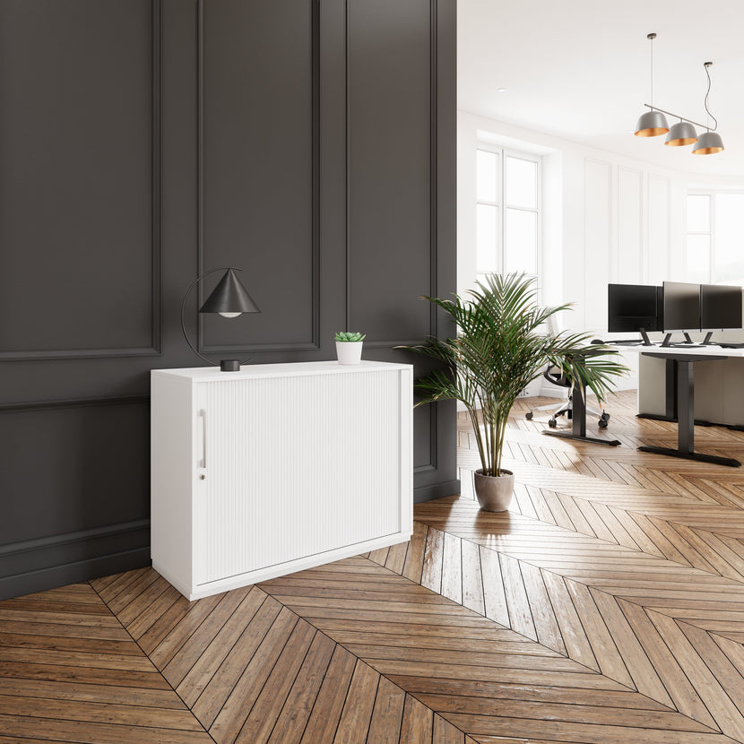 PRO Cabinetto del negozio querroll | 2 OH, 800 - 1600 x 770 mm, corpo incollato, bianco