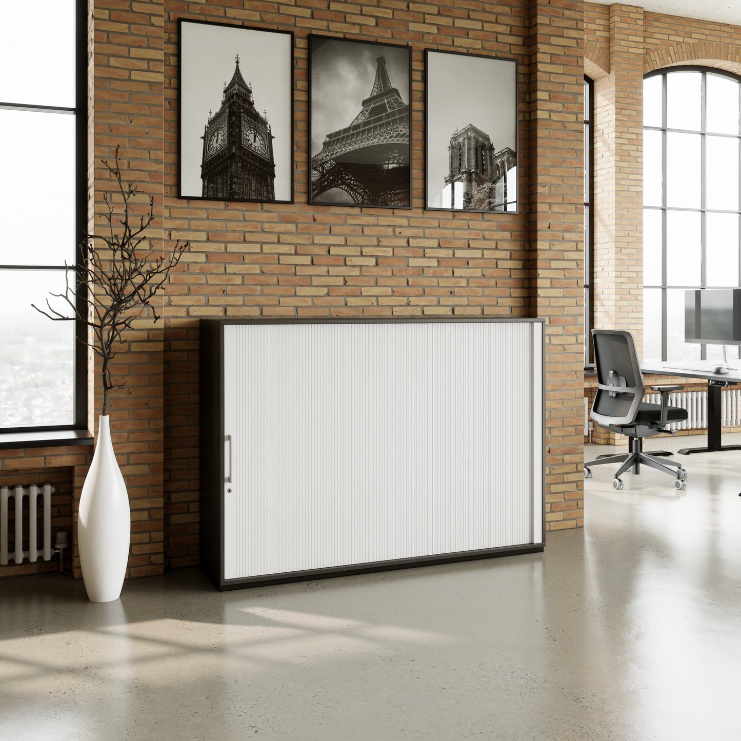 PRO Cabinetto del negozio querroll | 3 OH, 800 - 1600 x 1140 mm, corpus incollato, grafite