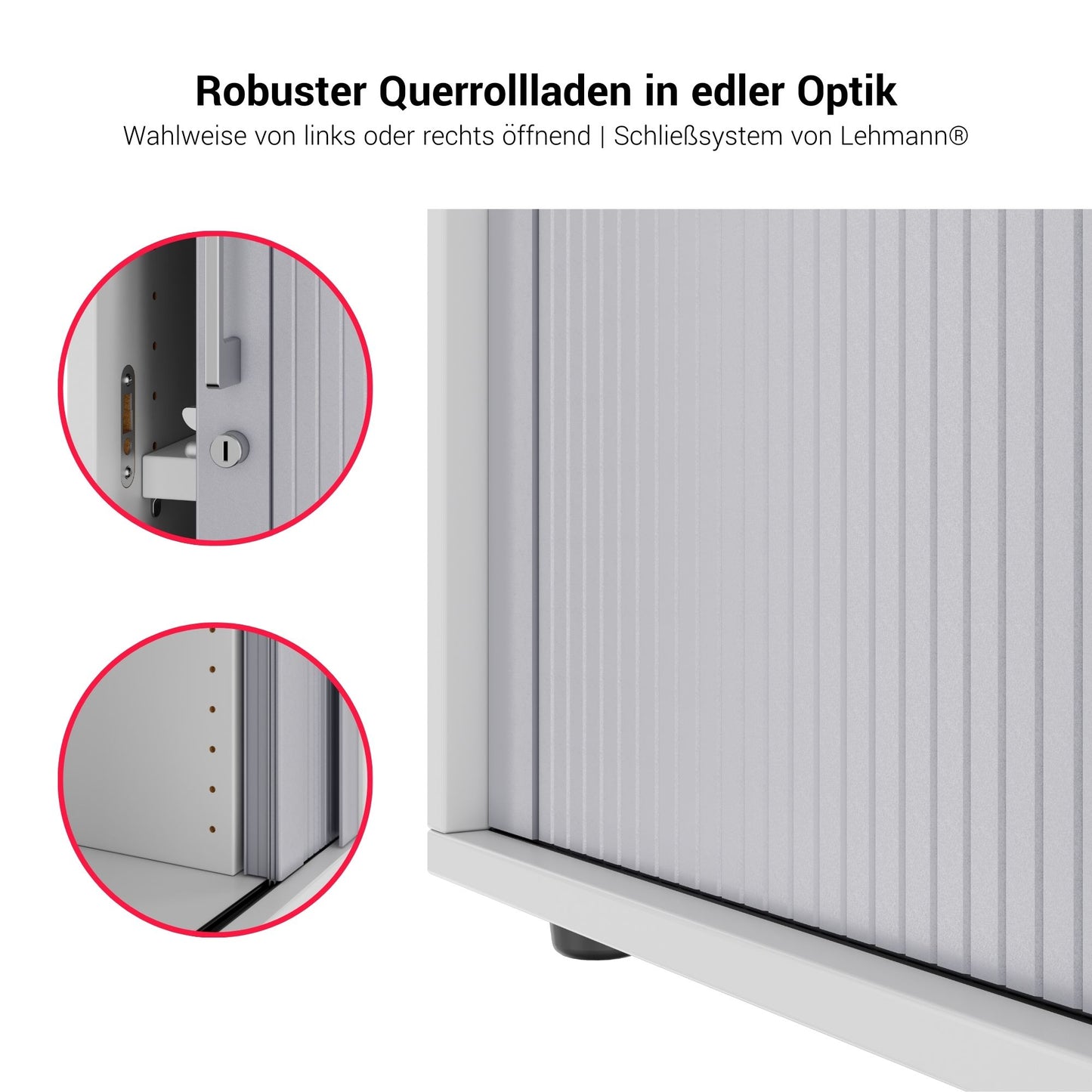 PRO Querrollladenschrank | 3 OH, 800 - 1600 x 1140 mm, verleimter Korpus, Grau