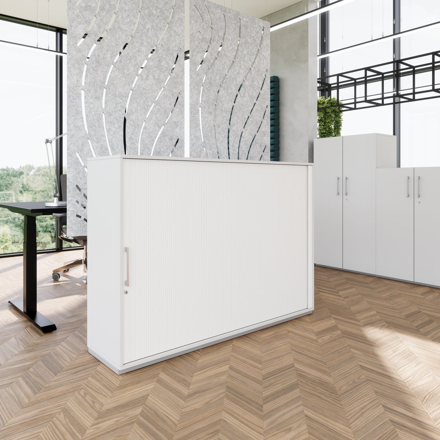 PRO Cabinetto del negozio querroll | 3 OH, 800 - 1600 x 1140 mm, corpus incollato, grigio