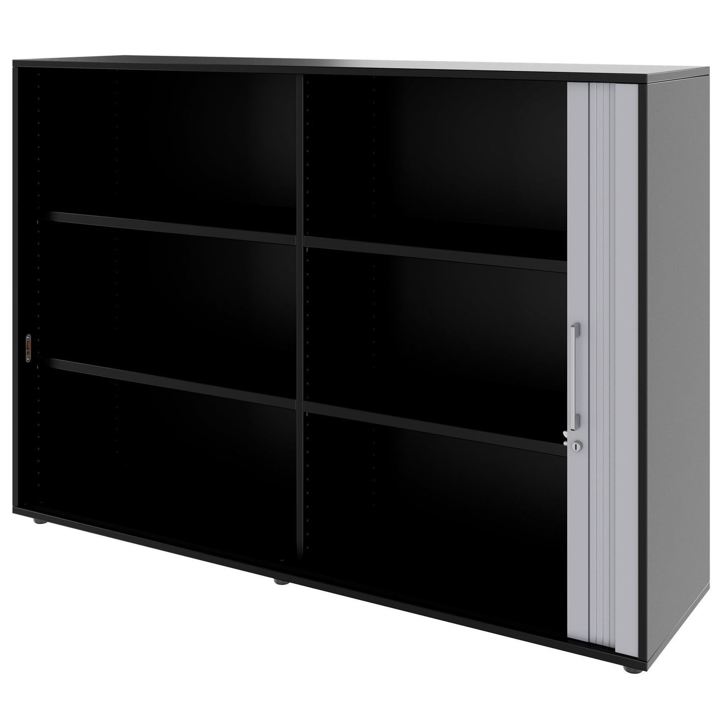 PRO Cabinetto del negozio querroll | 3 OH, 800 - 1600 x 1140 mm, corpus incollato, nero