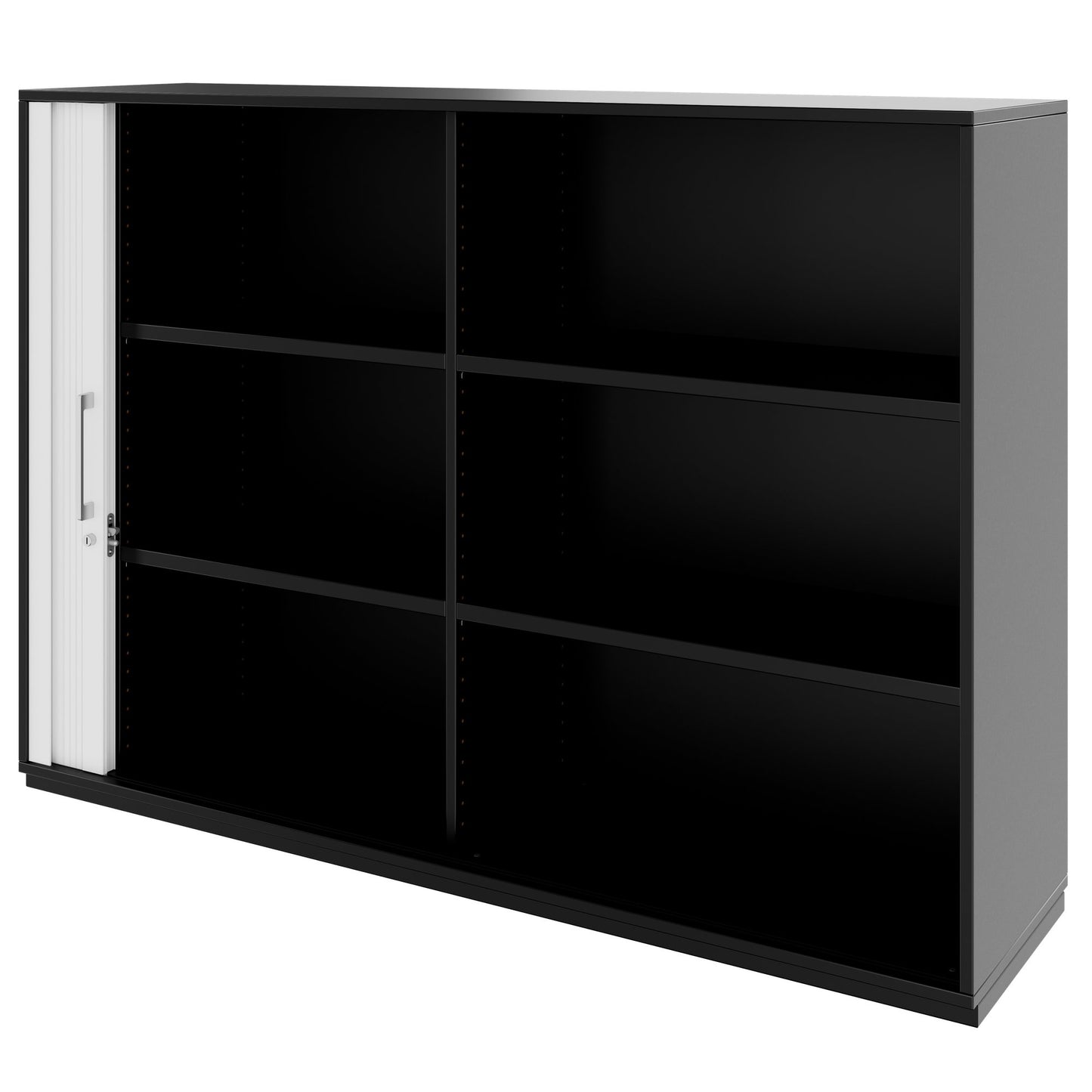 PRO Cabinetto del negozio querroll | 3 OH, 800 - 1600 x 1140 mm, corpus incollato, nero