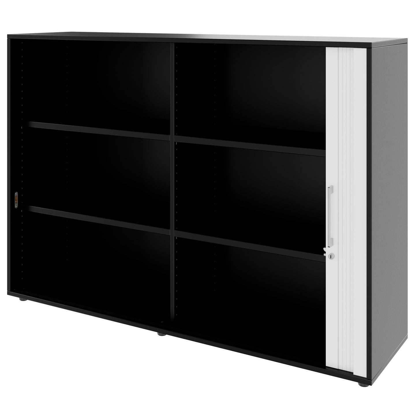 PRO Cabinetto del negozio querroll | 3 OH, 800 - 1600 x 1140 mm, corpus incollato, nero