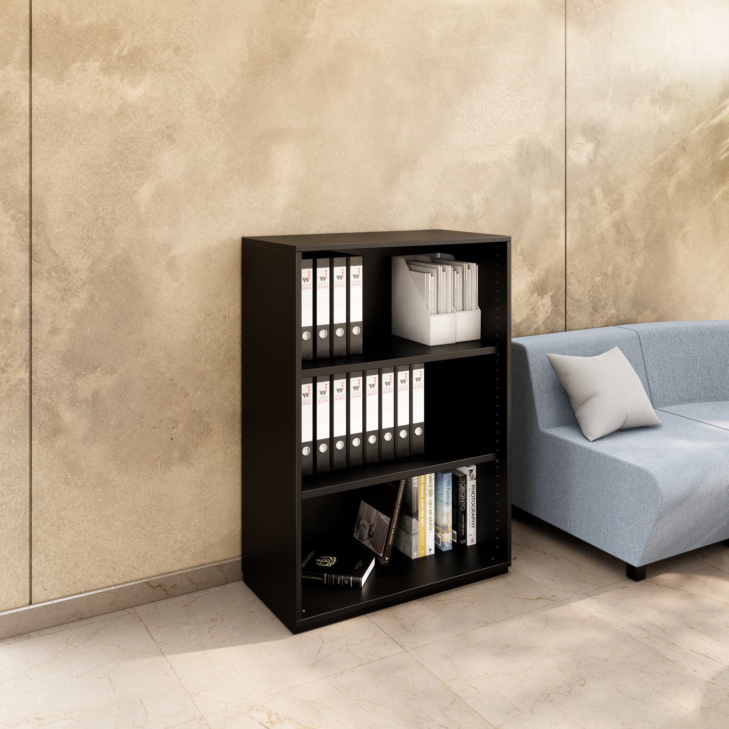 PRO Armoire d'étagère | 3 oh, 400 - 1200 x 1140 mm, noir