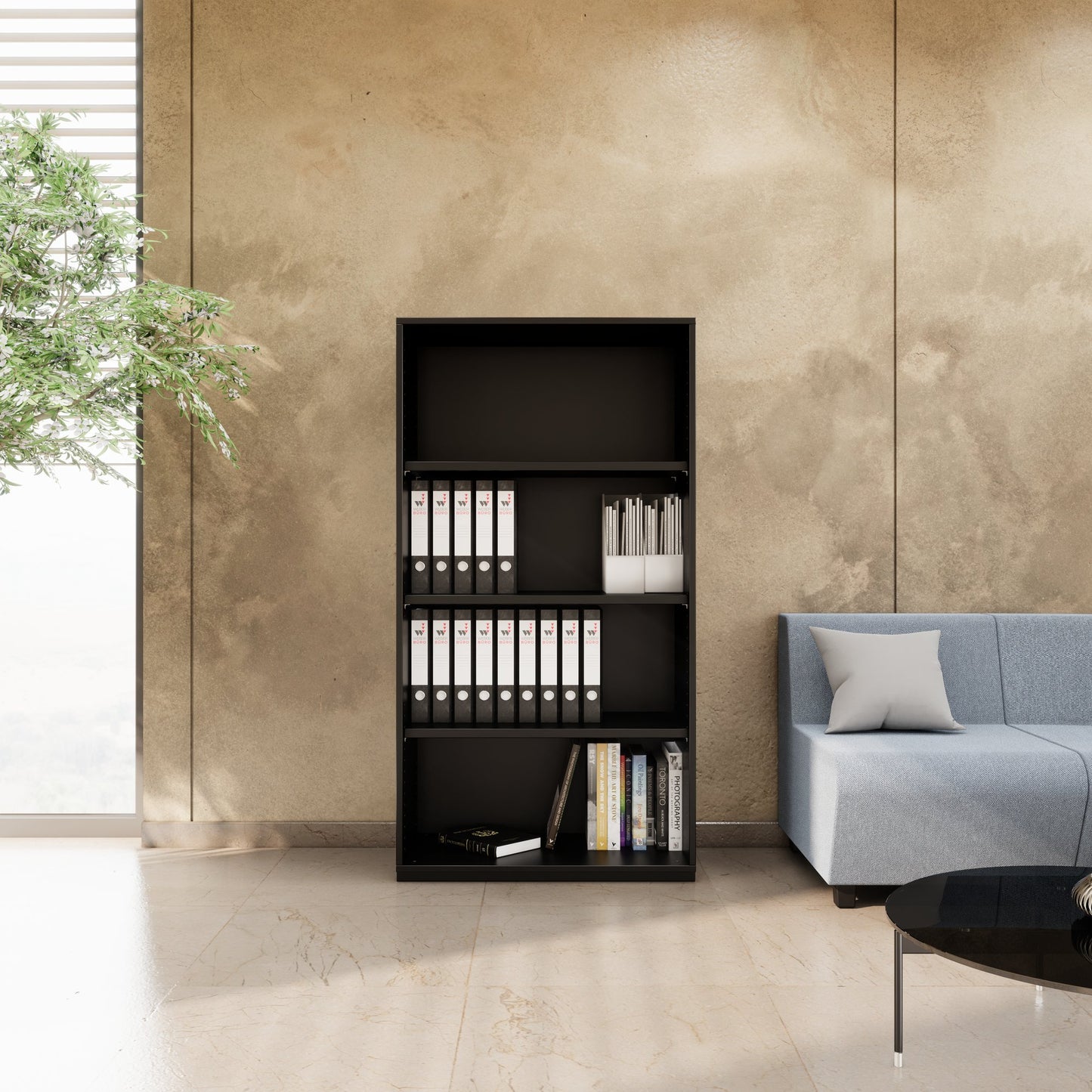 PRO Armoire d'étagère | 4 oh, 400 - 1200 x 1510 mm, noir