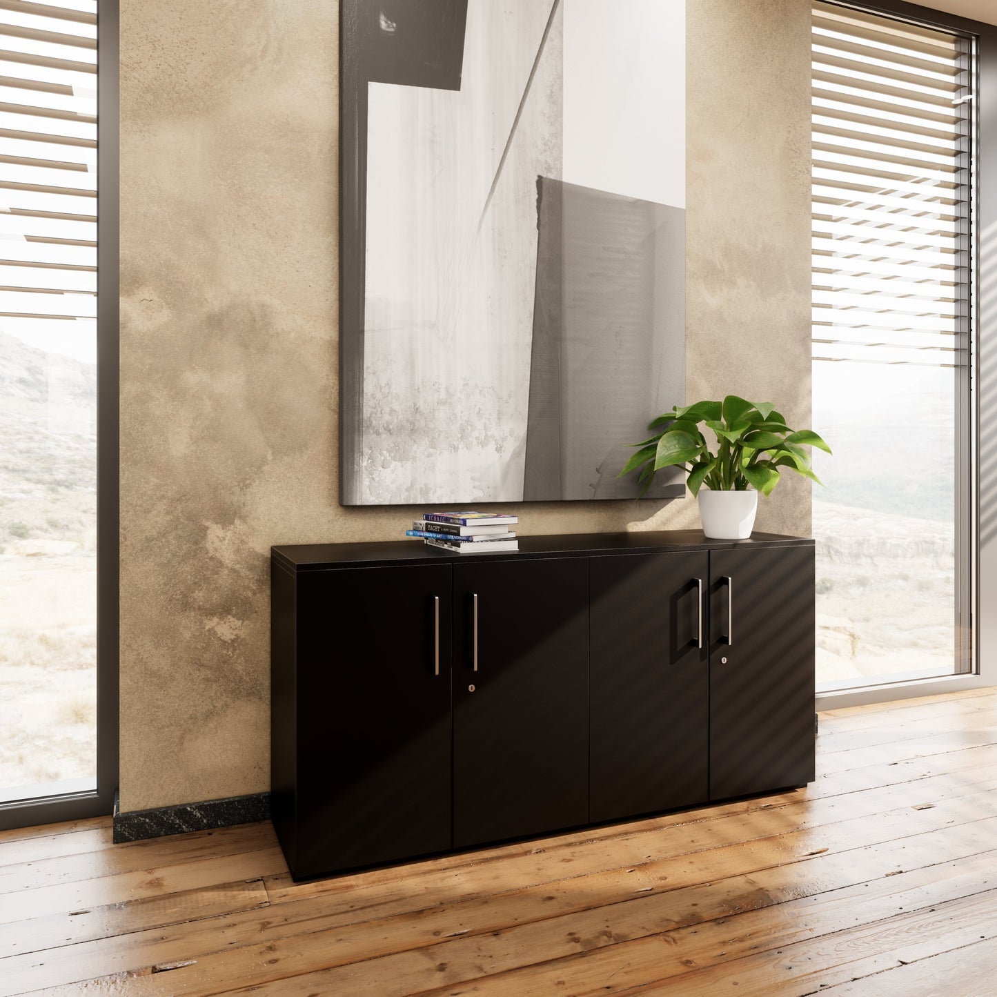 PRO Schrankwand | 2 OH, 1600 x 788 mm, Schwarz