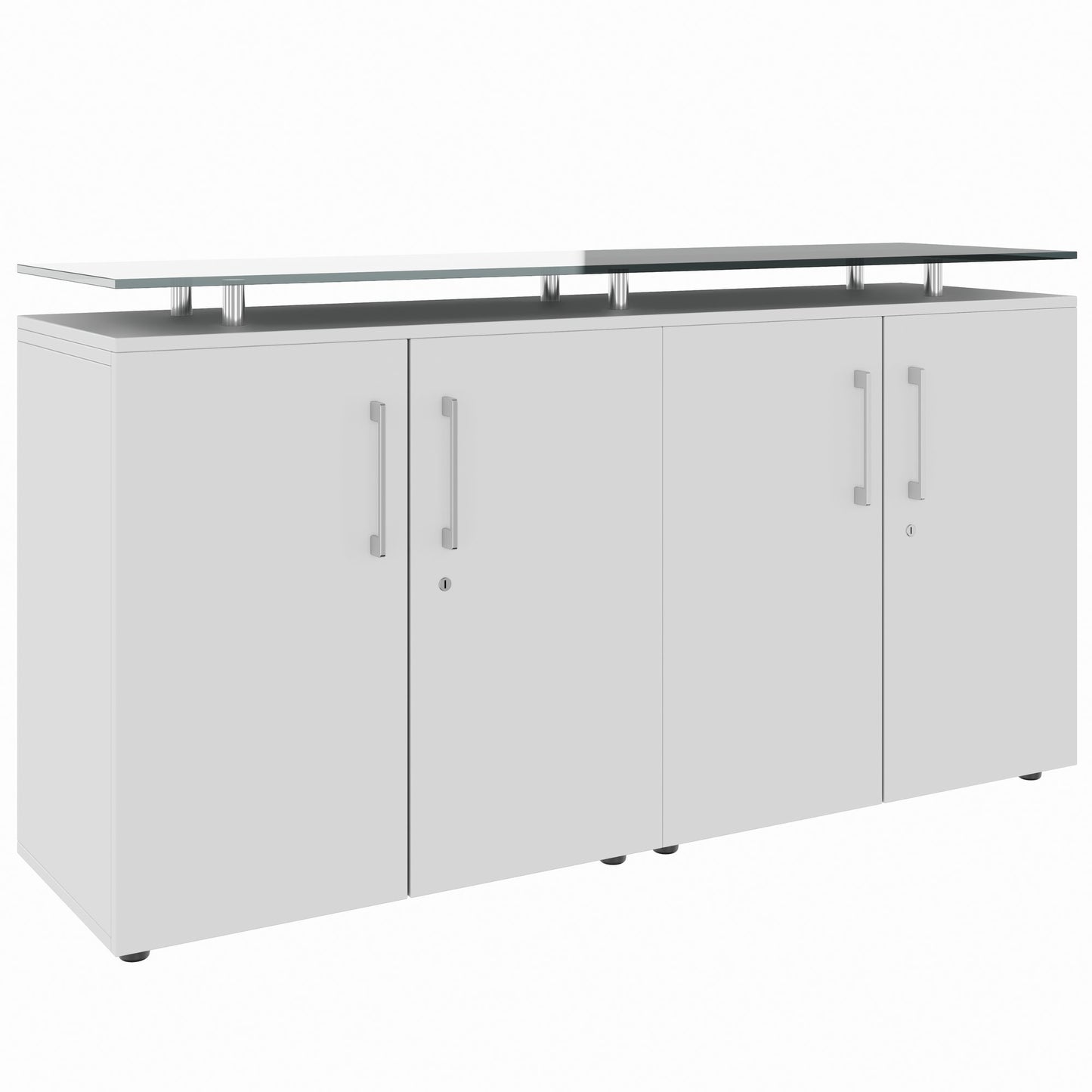 PRO Buffet | 2 oh, 1600 x 860 mm, avec plaque de verre, gris