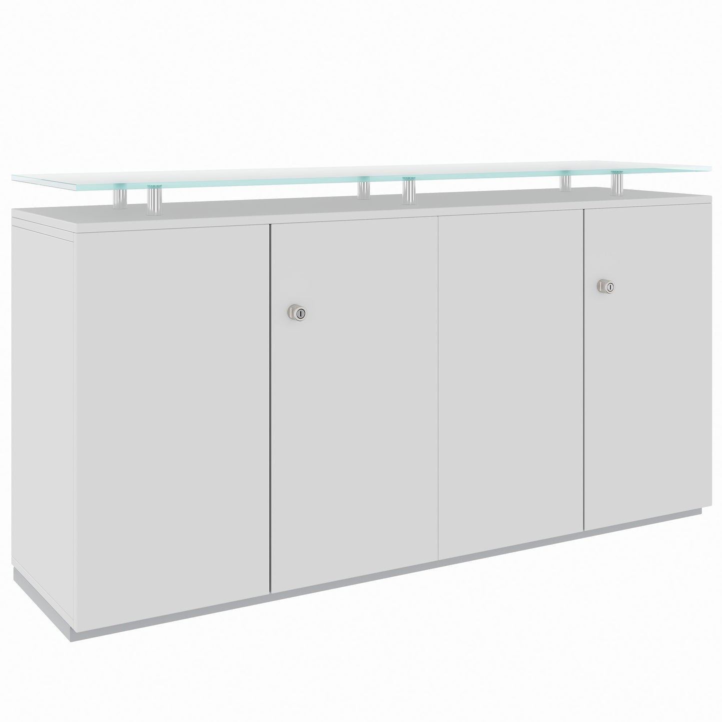 PRO Buffet | 2 oh, 1600 x 860 mm, avec plaque de verre, gris
