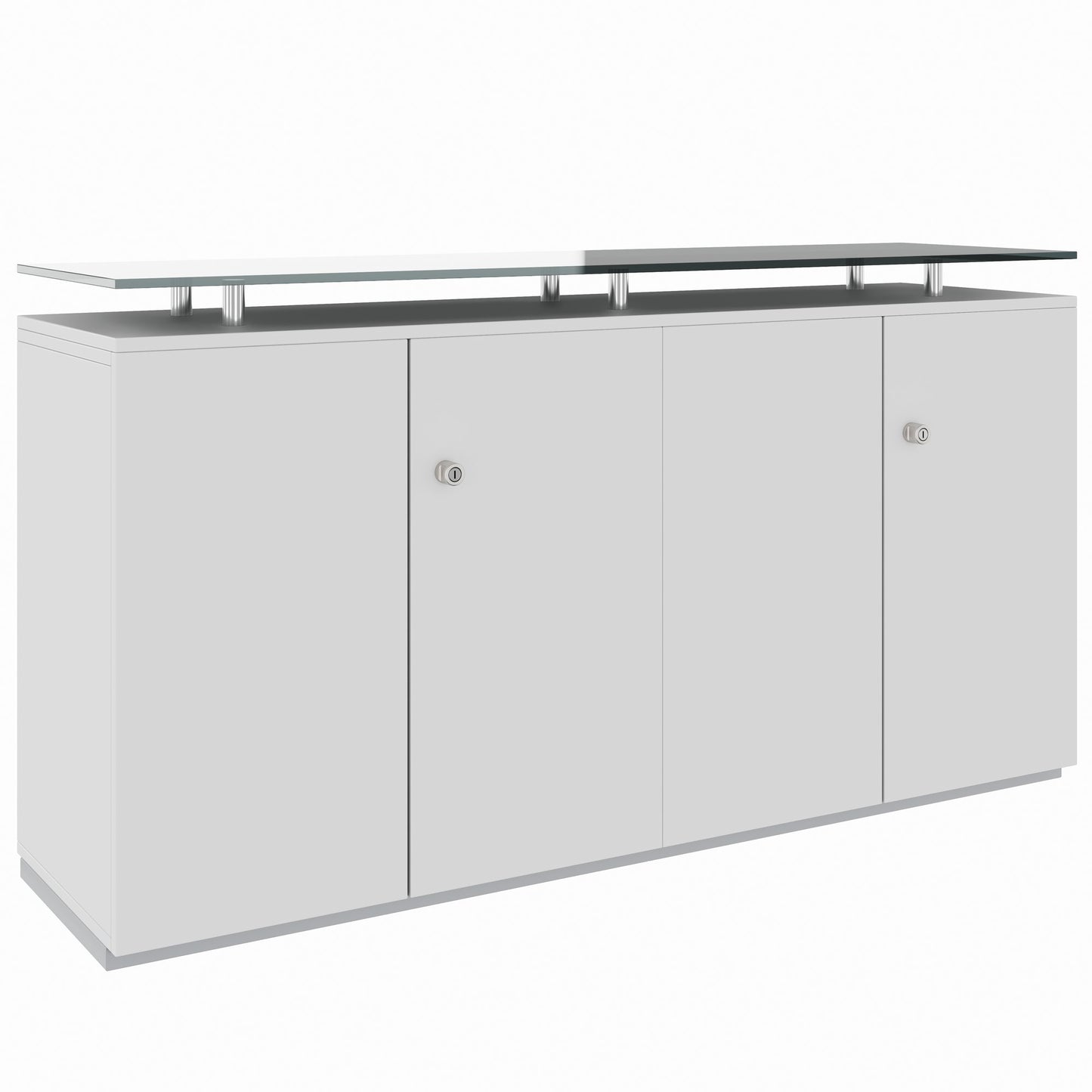 PRO Buffet | 2 oh, 1600 x 860 mm, avec plaque de verre, gris