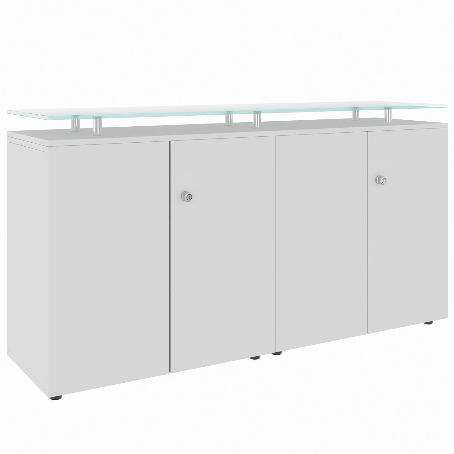 PRO Buffet | 2 oh, 1600 x 860 mm, avec plaque de verre, gris
