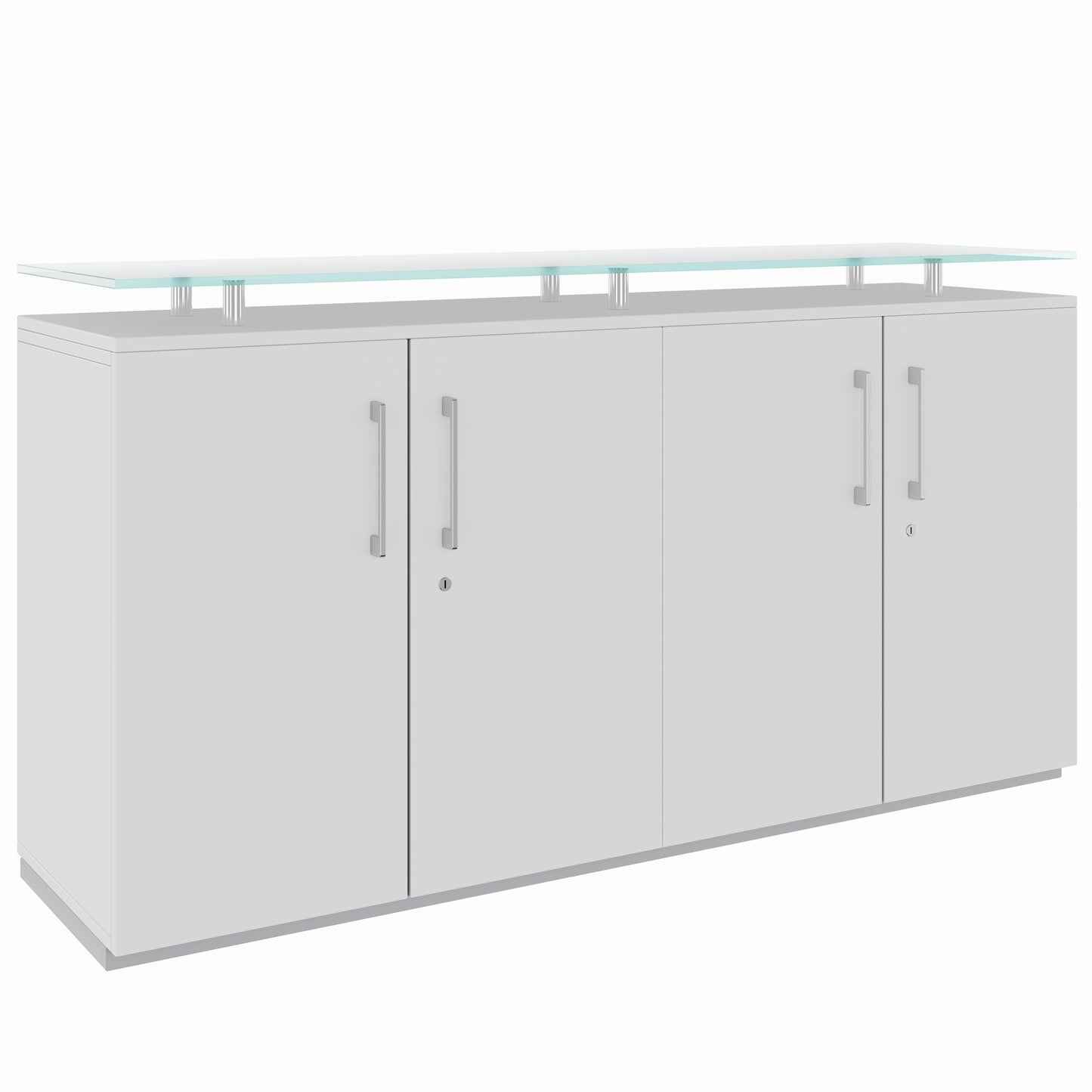 PRO Sideboard | 2 OH, 1600 x 860 mm, con lastra di vetro, grigio