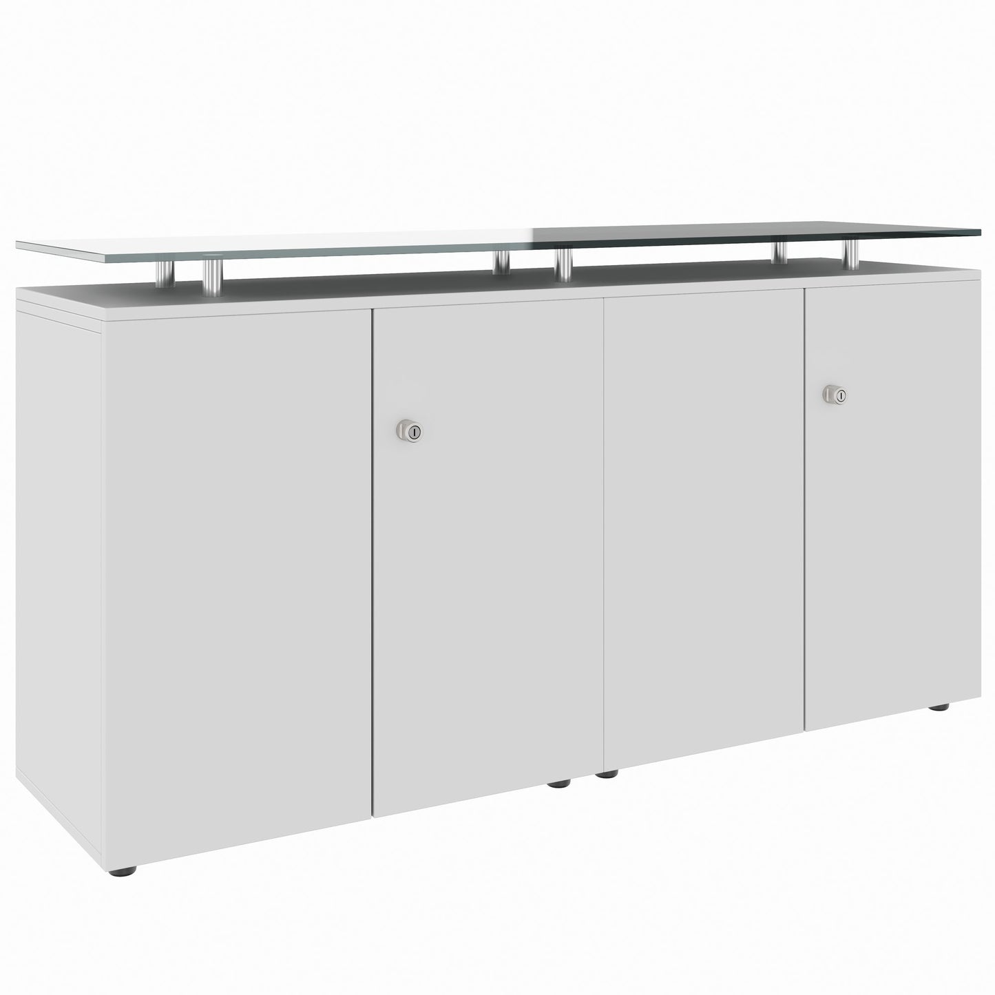PRO Buffet | 2 oh, 1600 x 860 mm, avec plaque de verre, gris
