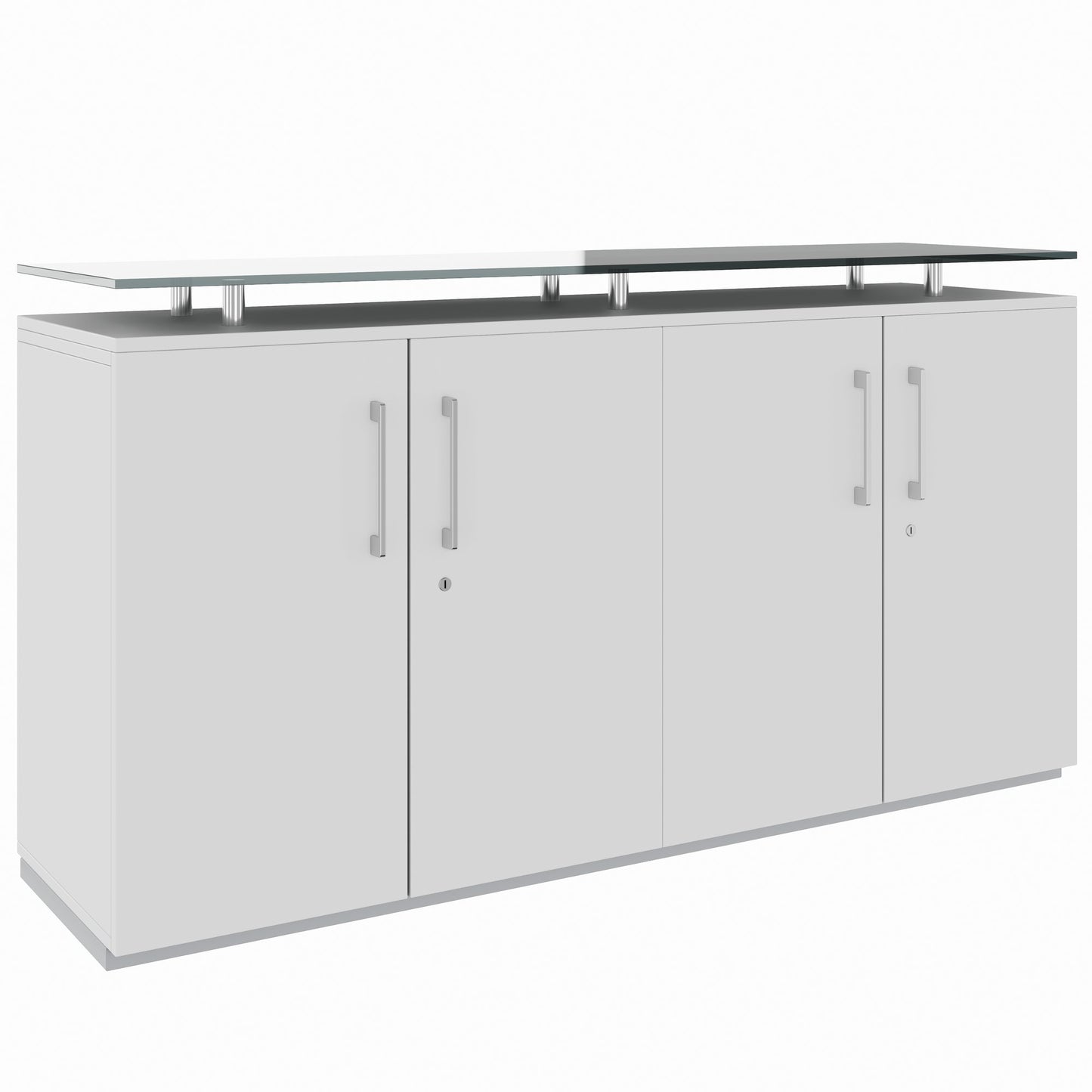 PRO Buffet | 2 oh, 1600 x 860 mm, avec plaque de verre, gris