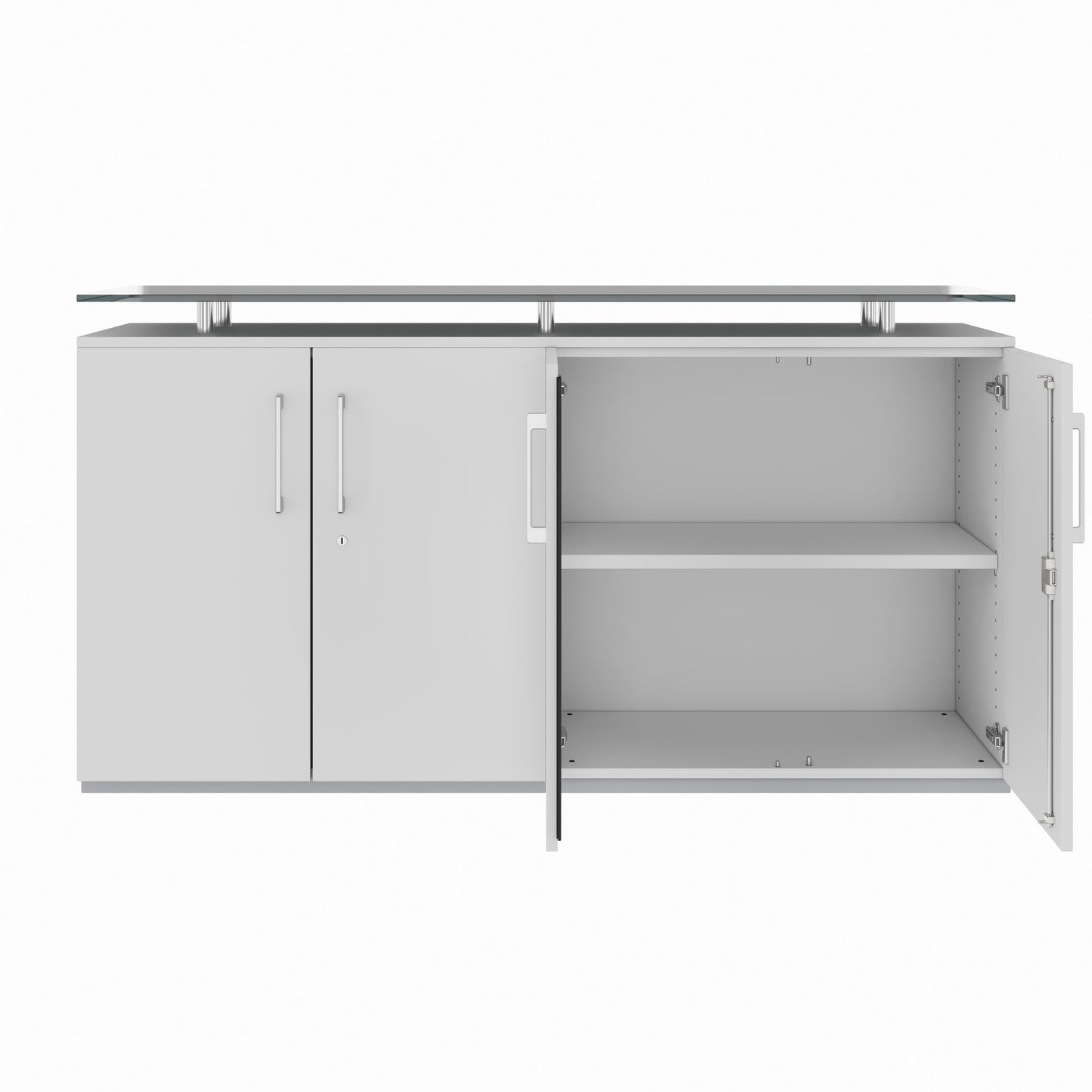 PRO Buffet | 2 oh, 1600 x 860 mm, avec plaque de verre, gris