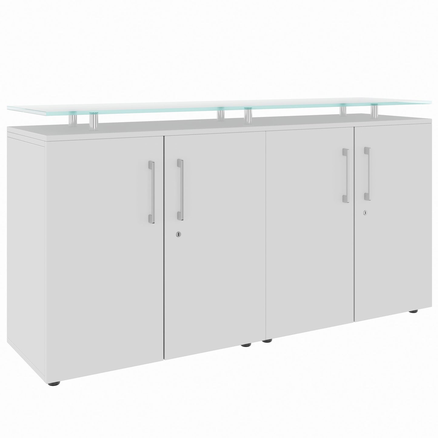 PRO Buffet | 2 oh, 1600 x 860 mm, avec plaque de verre, gris
