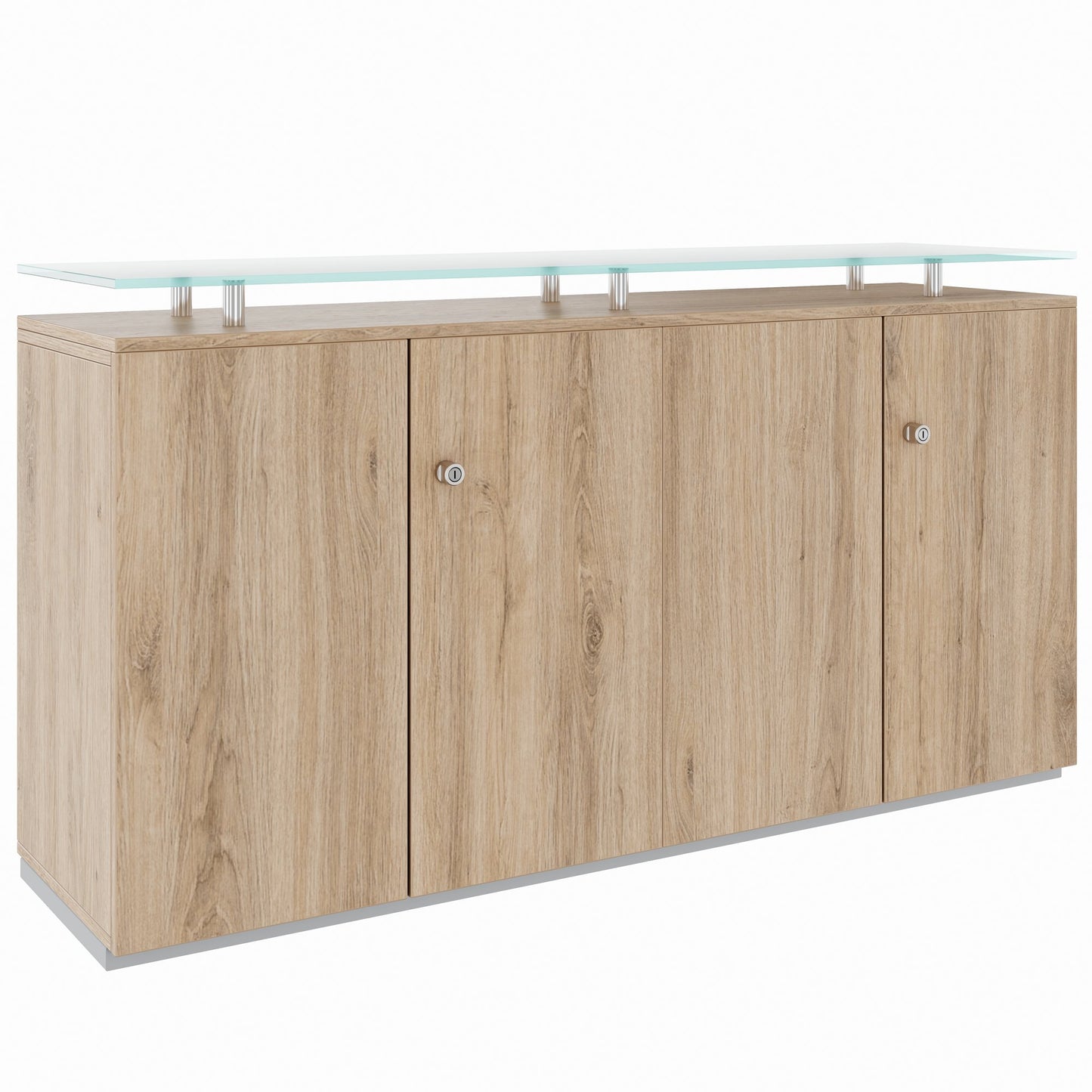 PRO Buffet | 2 oh, 1600 x 860 mm, avec plaque de verre, chêne naturel