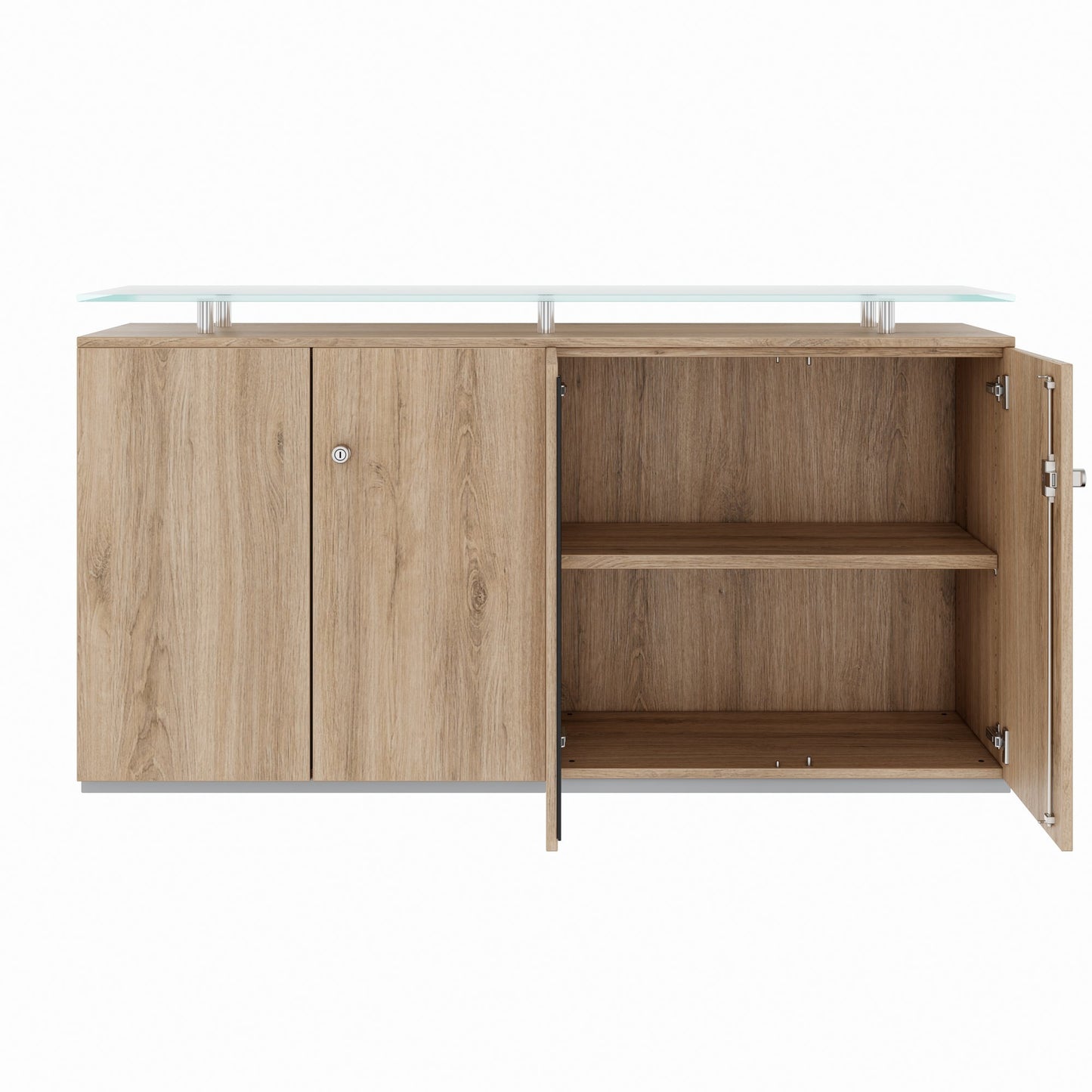 PRO Buffet | 2 oh, 1600 x 860 mm, avec plaque de verre, chêne naturel