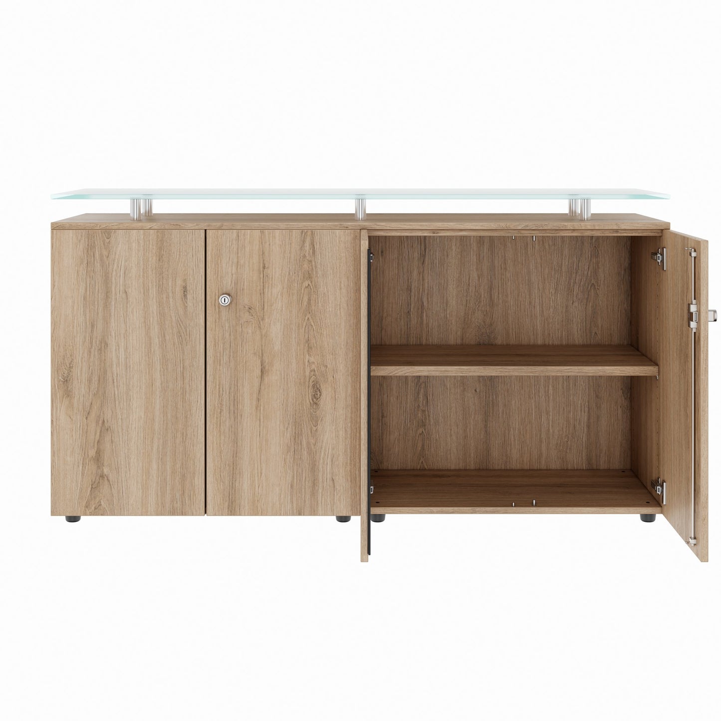 PRO Buffet | 2 oh, 1600 x 860 mm, avec plaque de verre, chêne naturel