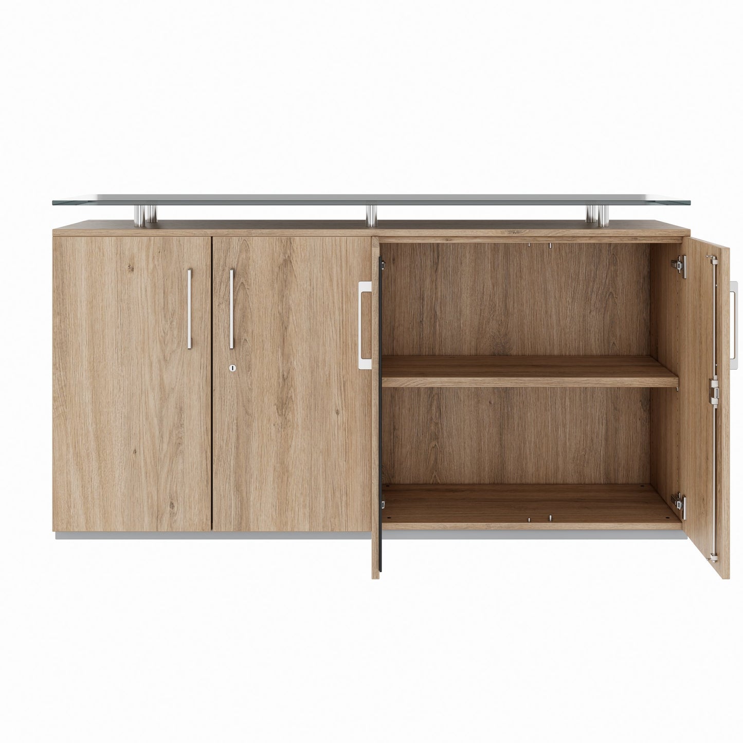 PRO Buffet | 2 oh, 1600 x 860 mm, avec plaque de verre, chêne naturel