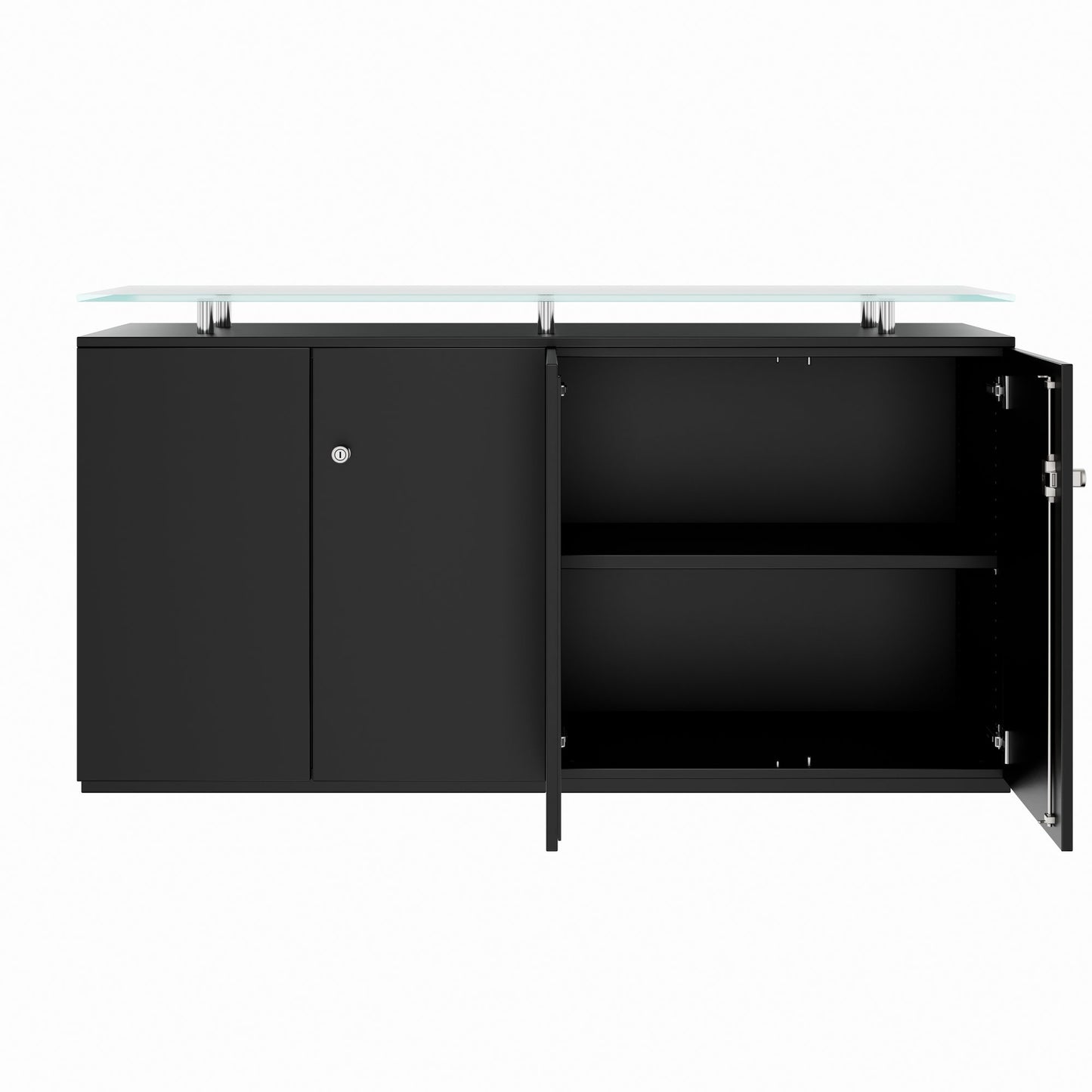 PRO Sideboard | 2 Oh, 1600 x 860 mm, with glass plate, black