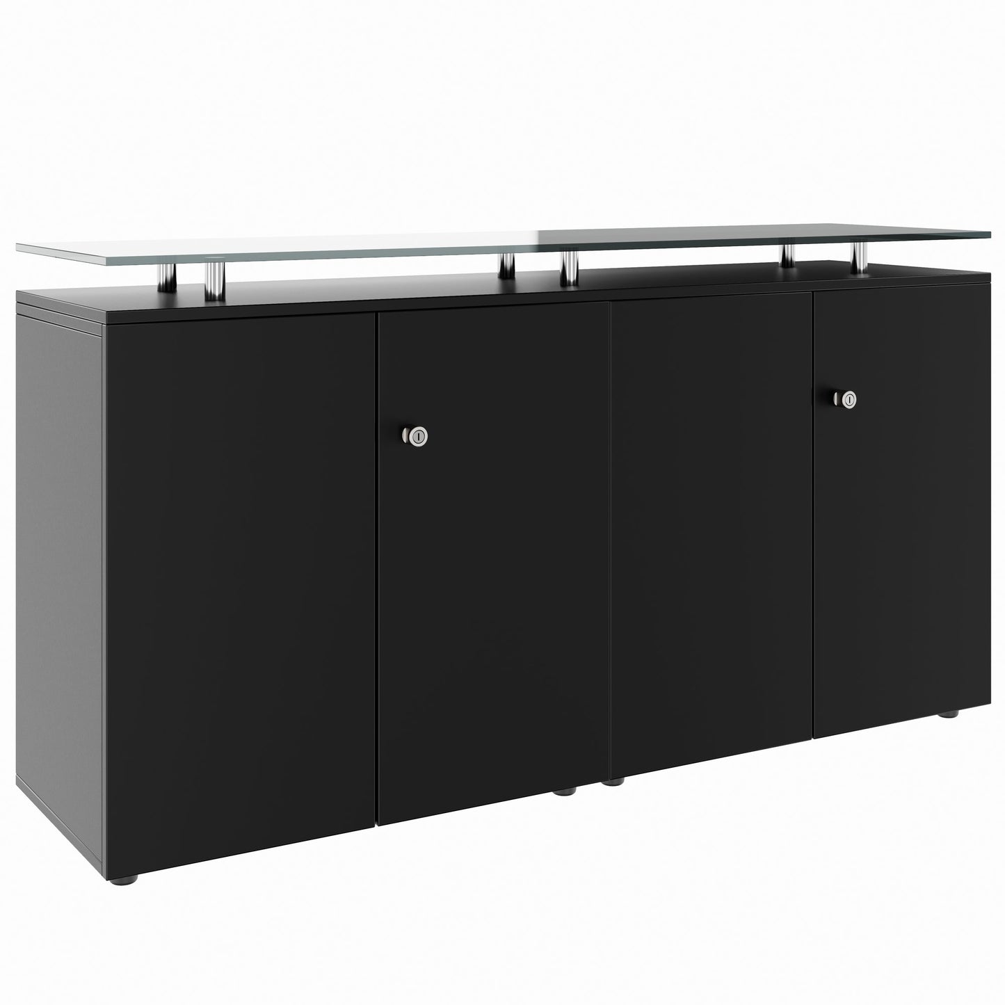 PRO Buffet | 2 oh, 1600 x 860 mm, avec plaque de verre, noir
