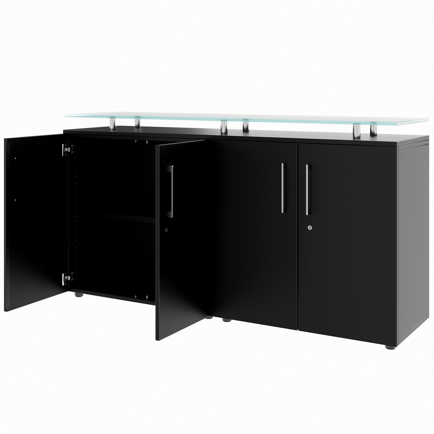 PRO Buffet | 2 oh, 1600 x 860 mm, avec plaque de verre, noir