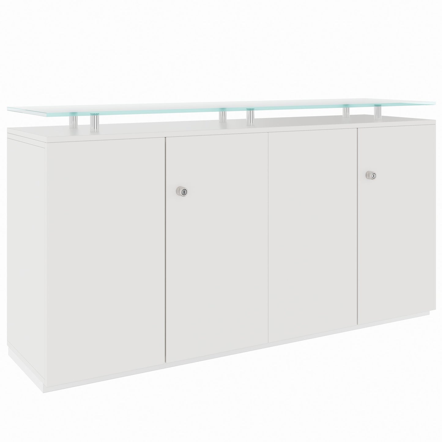 PRO Buffet | 2 OH, 1600 x 860 mm, avec plateau en verre, blanc