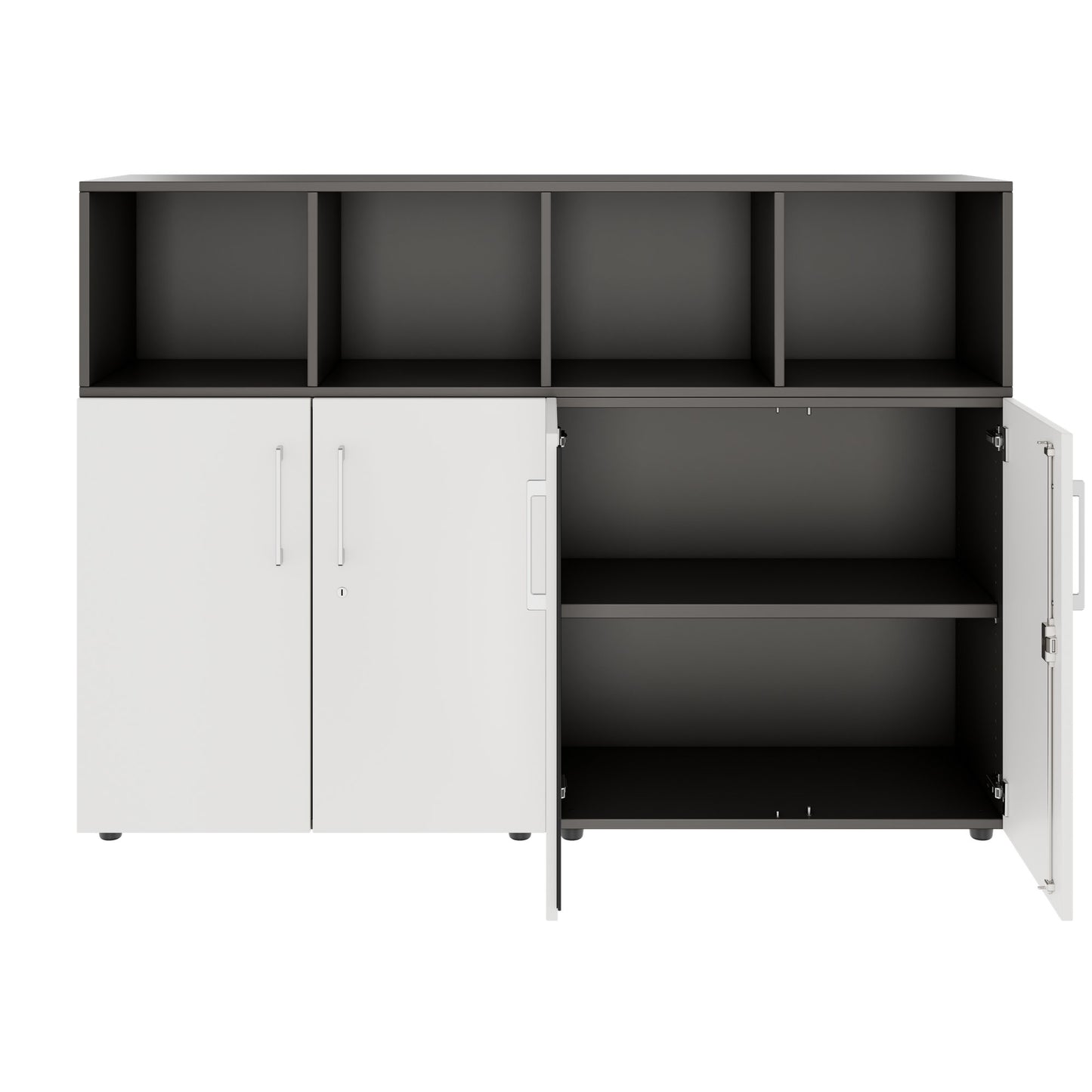 PRO Étagère murale | 3 OH, 1600 x 1140 mm, graphite / blanc