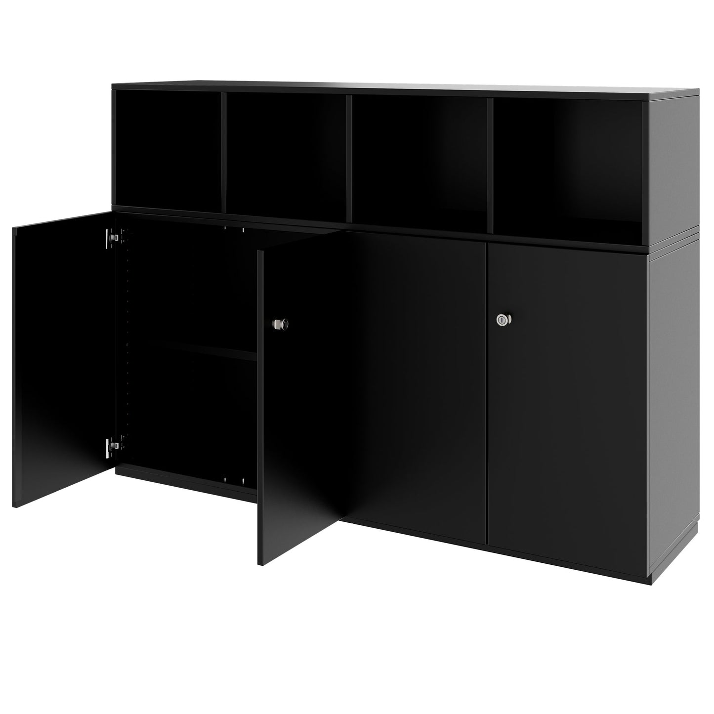 PRO Schrankwand | 3 OH, 1600 x 1140 mm, Schwarz