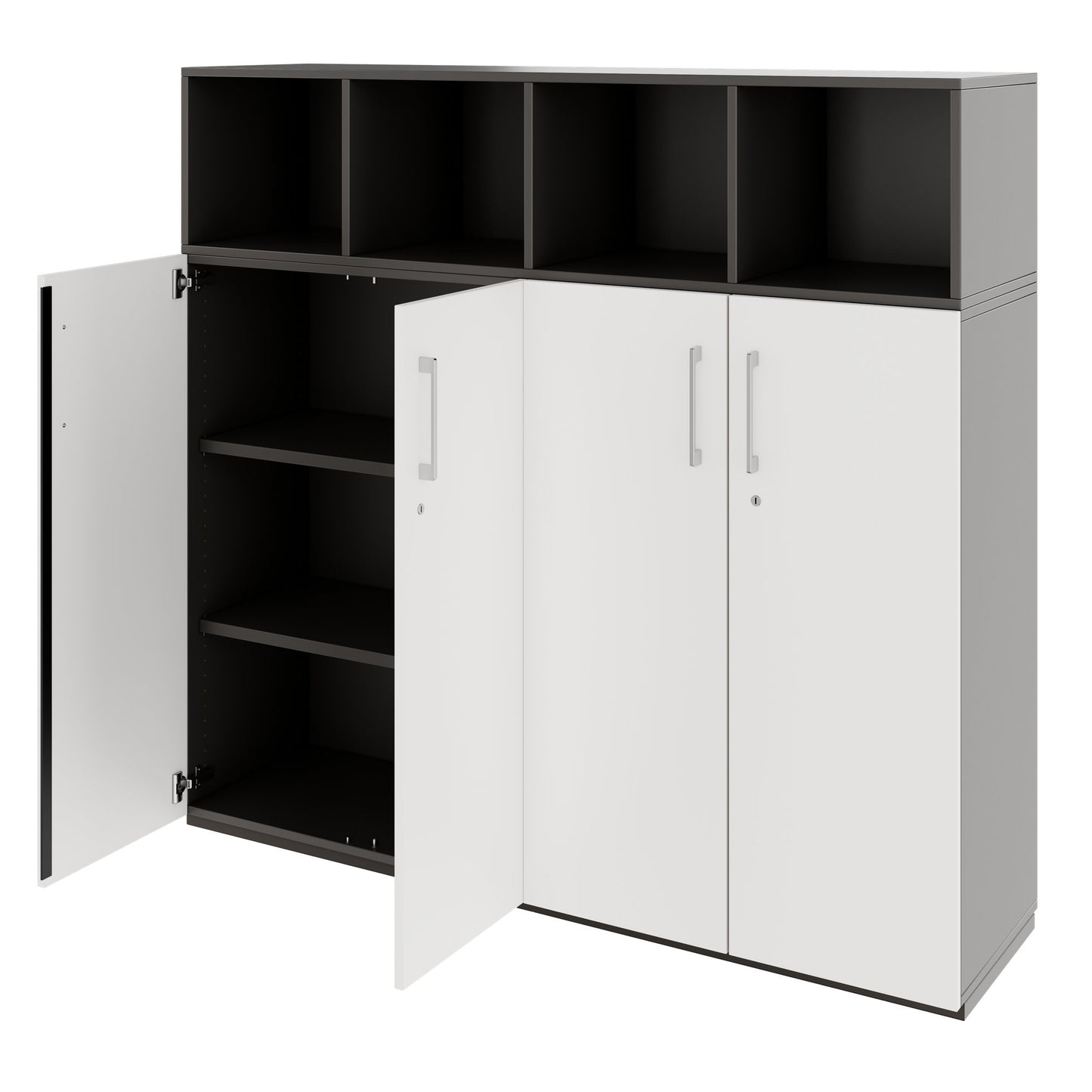 PRO Wall unit | 4 OH, 1600 x 1510 mm, graphite/white