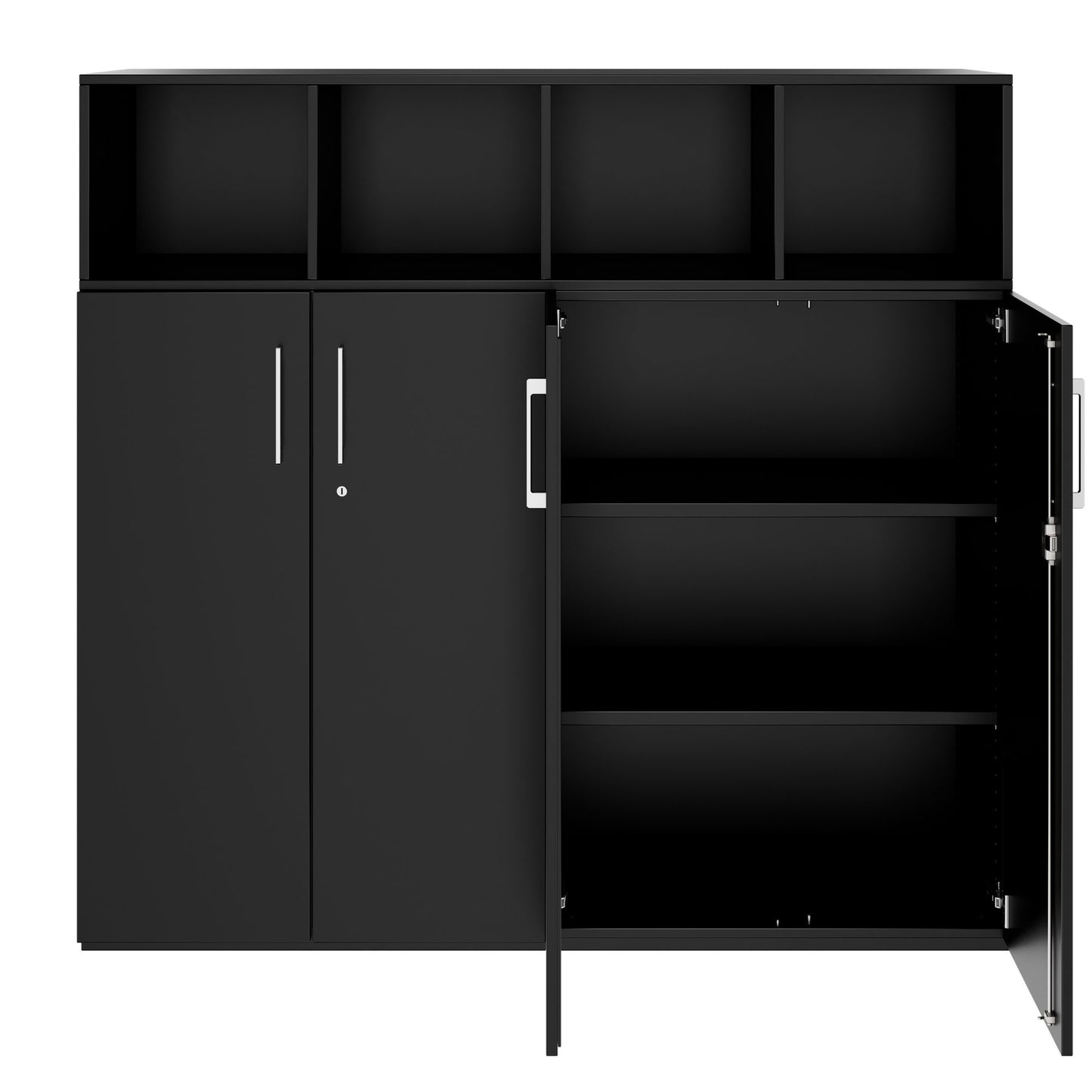PRO wall unit | 4 OH, 1600 x 1510 mm, black