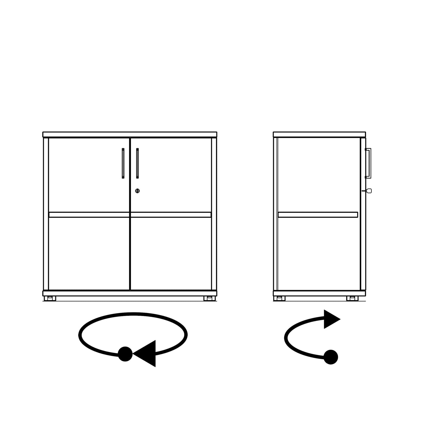 UNI double door wardrobe | 2 OH, 800 x 777 mm, amber oak